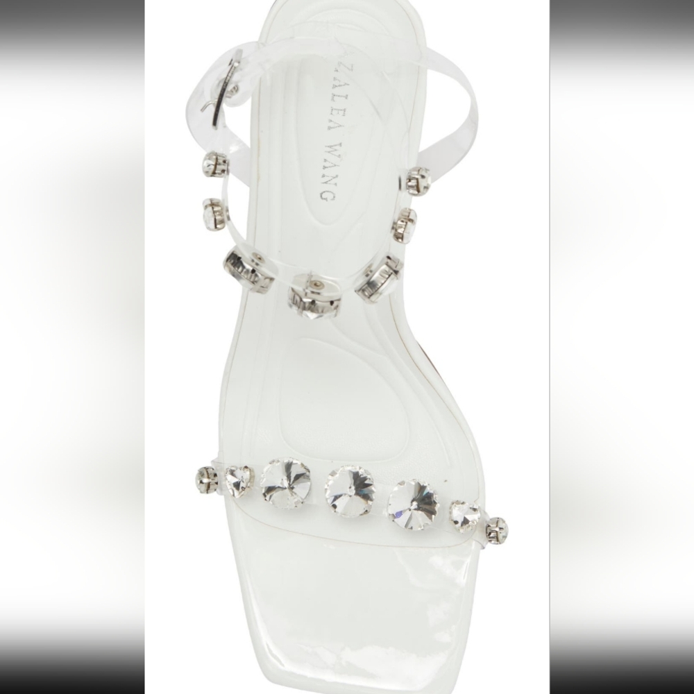 Azalea Wang Crystal-Embellished White Heels